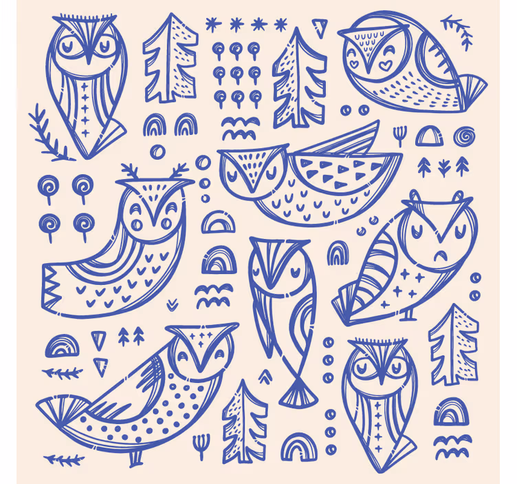 Rulou geam cameră ilustrație față de bufniță albastră - TenStickers