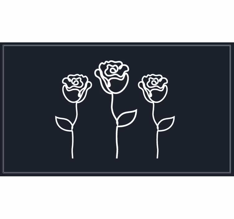 Rulou geam cameră ilustrație linii trandafiri minimaliste - TenStickers