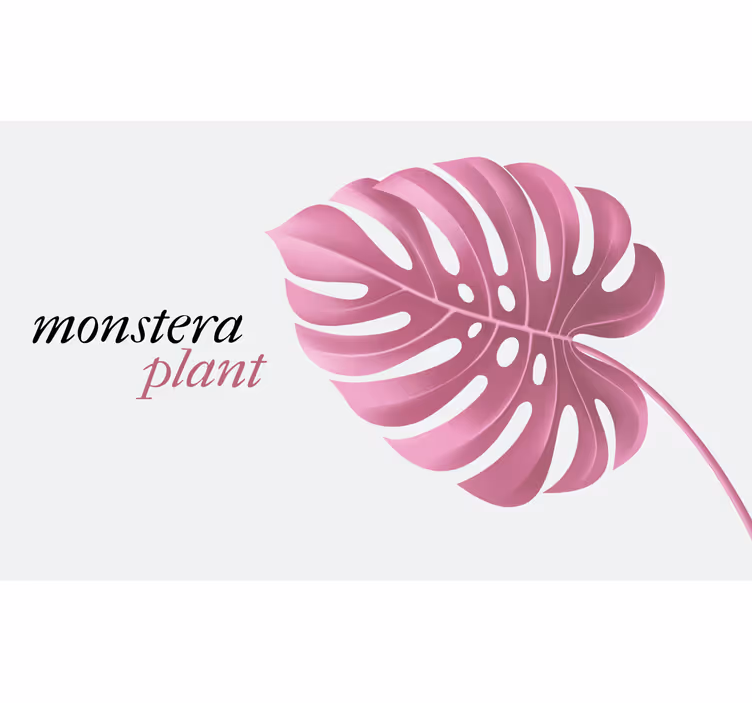 Rulou geam cameră stil monstera minimalist roz - TenStickers