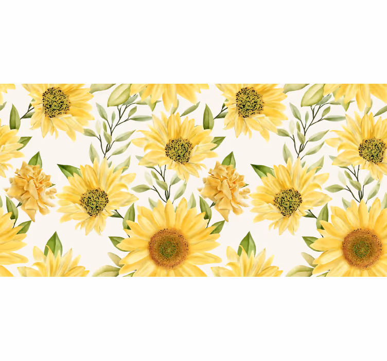 Rulou geam cameră fundal alb floarea-soarelui - TenStickers