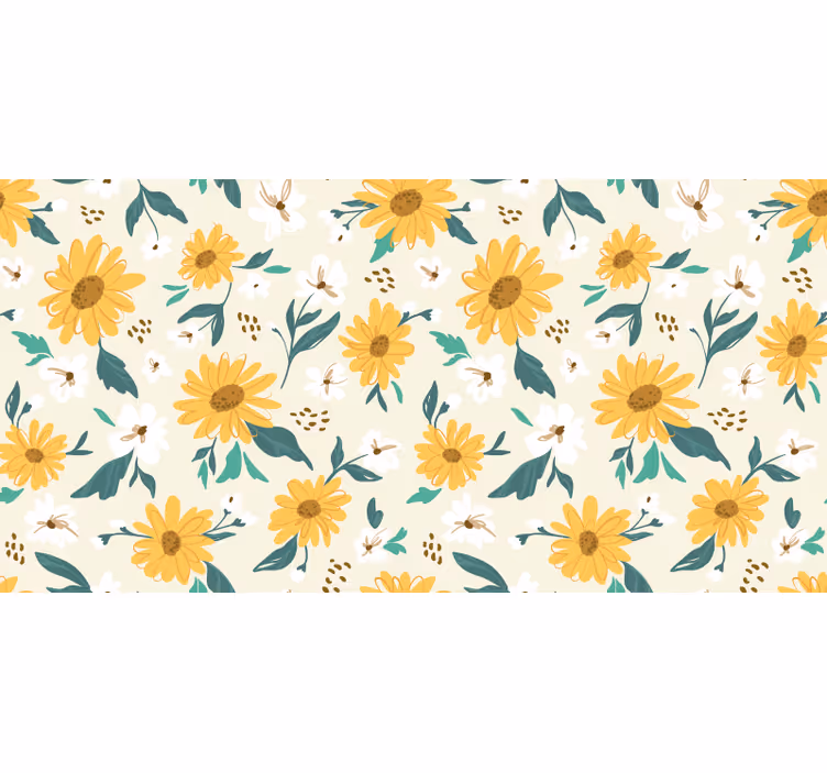 Rulou geam cameră floarea-soarelui și margaretă vintage - TenStickers