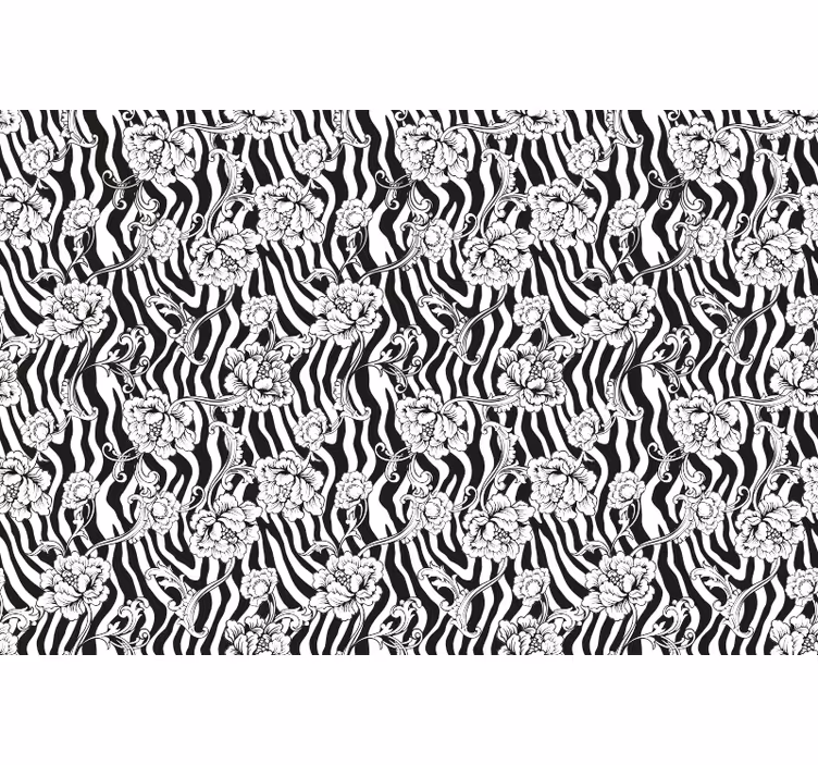 Rulou geam cameră zebra și flori - TenStickers