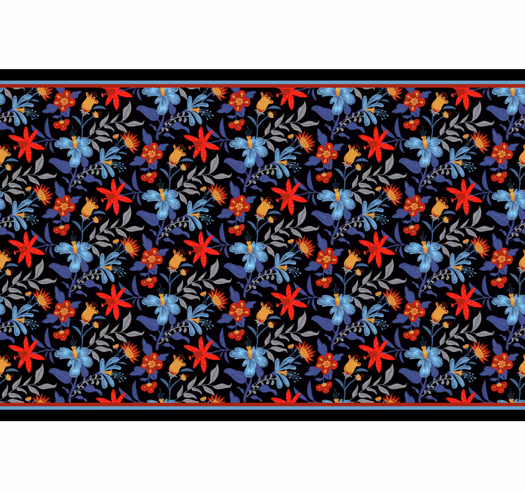 Rulou geam cameră imprimeu floral negru - TenStickers