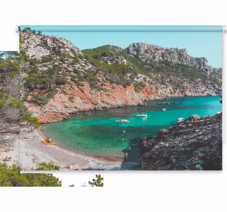 Rulou geam cameră plajă frumoasă cu stânci mallorca - TenStickers