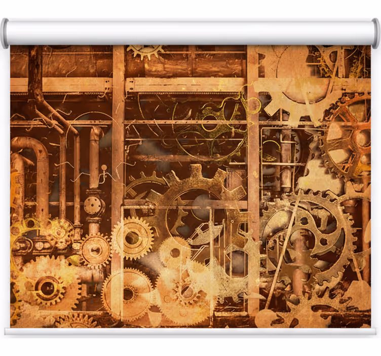 Rulou geam cameră 3d retro țevi industriale aurii - TenStickers