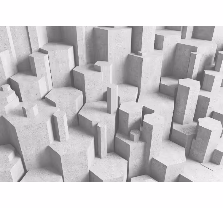 Rulou geam alb forme geometrice 3d din beton - TenStickers