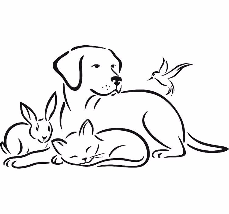 Rulou geam alb autocolant cu animale de companie - TenStickers