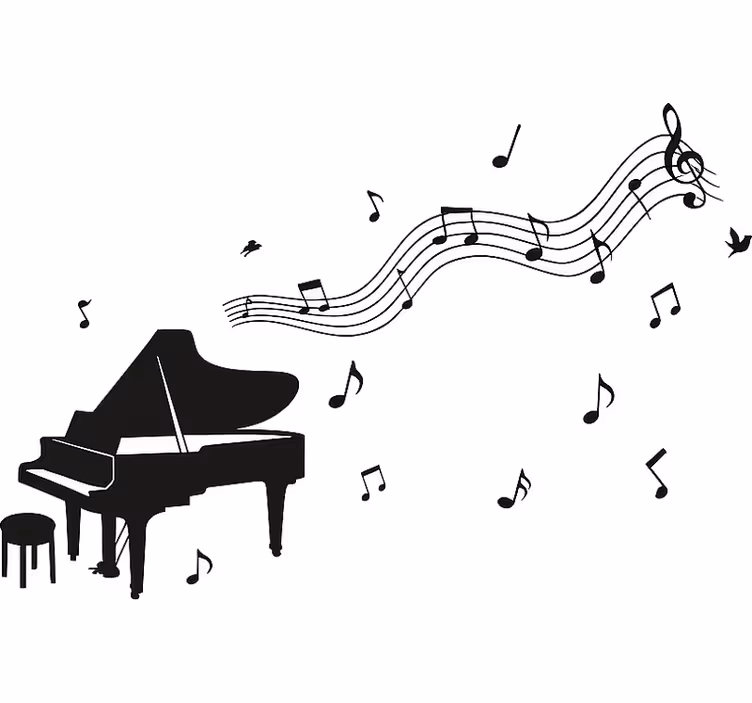 Rulou geam alb pian cu note muzicale - TenStickers