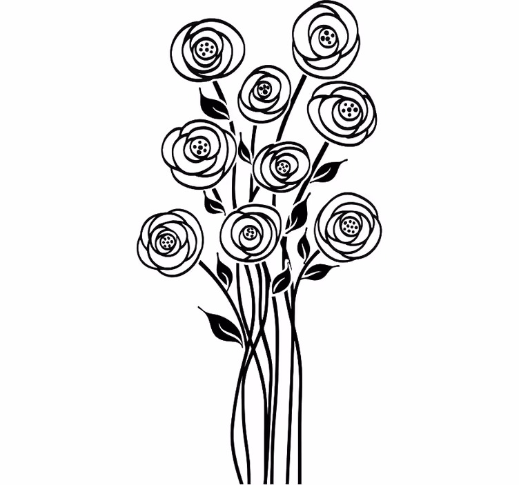 Rulou geam alb buchet floral abstract - TenStickers
