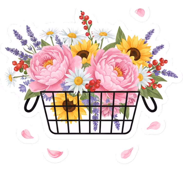 Rulou geam salon coș cu flori elegante - TenStickers