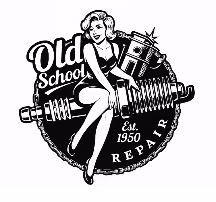 Rulou geam salon pin-up vintage garaj - TenStickers