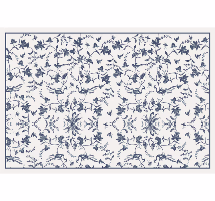Rulou geam salon model floral albastru - TenStickers