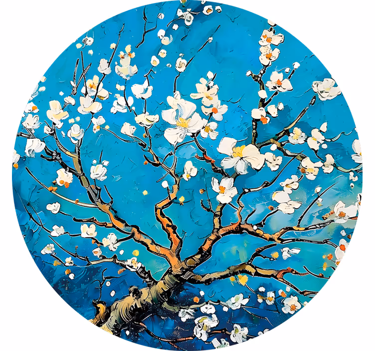 Rulou geam cameră design floral albastru rotund - TenStickers