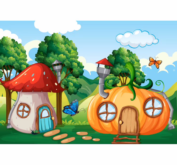 Rulou geam pentru copii pădure fantastică murală - TenStickers