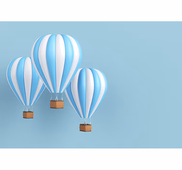 Rulou geam pentru copii balon cu aer cald alb și albastru - TenStickers