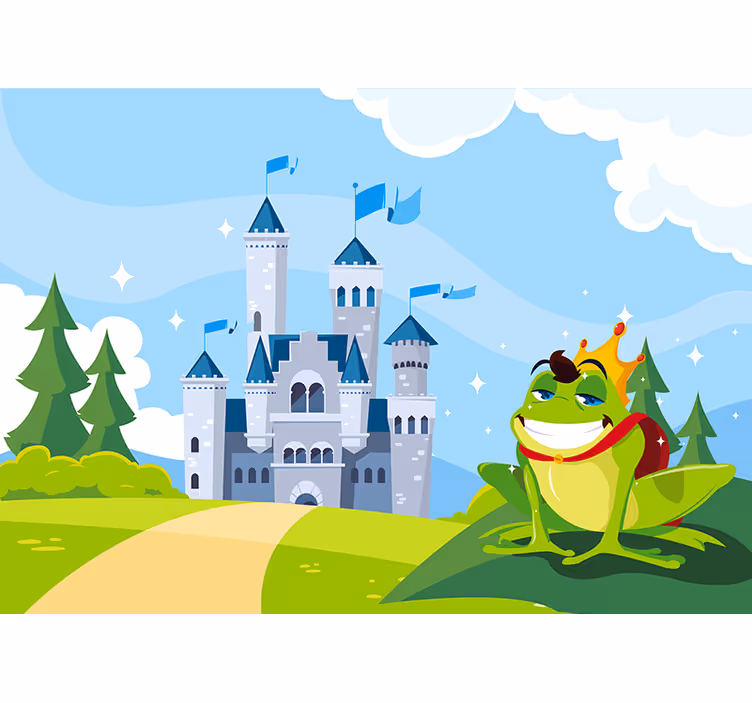 Rulou geam pentru copii prințul broască cu castel - TenStickers
