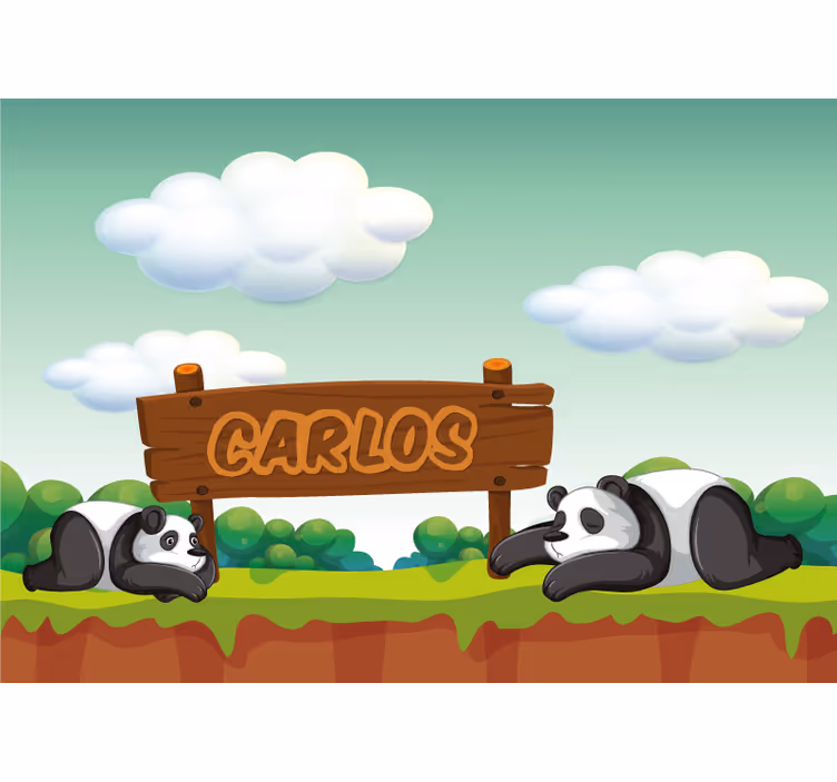 Rulou geam pentru copii nume personalizat panda - TenStickers