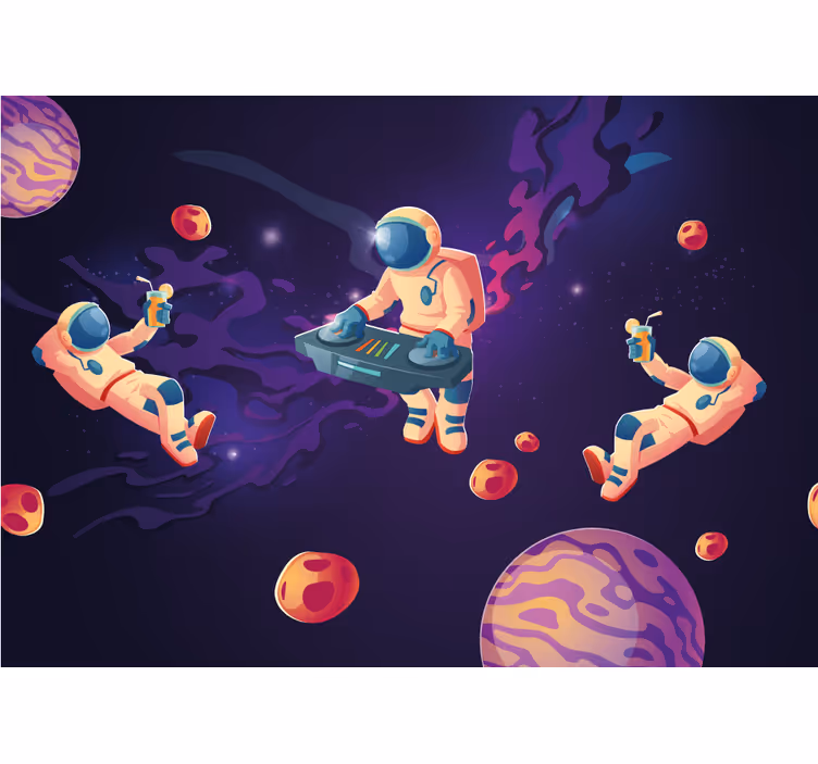 Rulou geam pentru copii astronauți cartoon în acțiune - TenStickers