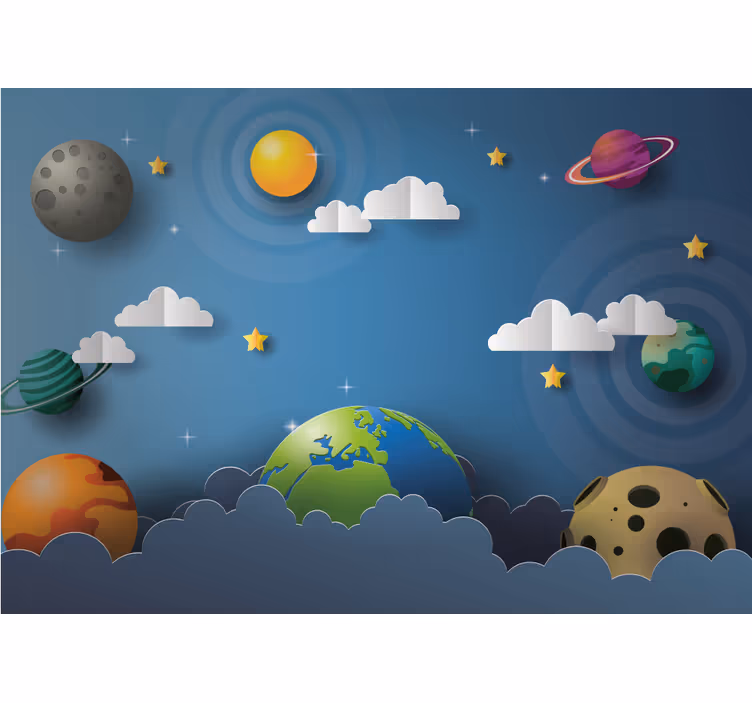 Rulou geam pentru copii planete desenate în linie - TenStickers