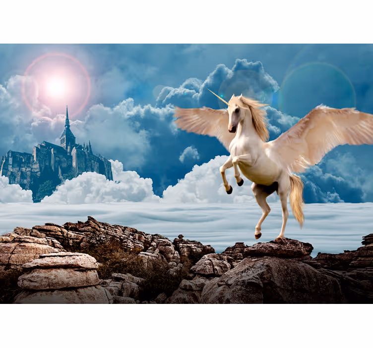 Rulou geam pentru copii unicornul curajos în ceață - TenStickers