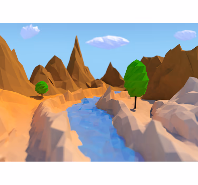 Rulou geam pentru copii ilustrație 3d munte pădure deșert - TenStickers