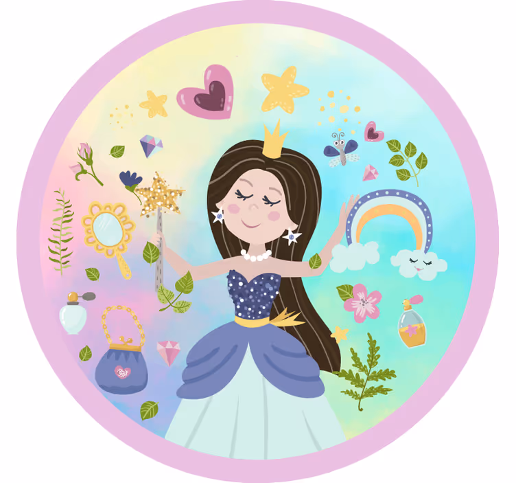 Rulou geam pentru copii fundal prințesă multicolor - TenStickers