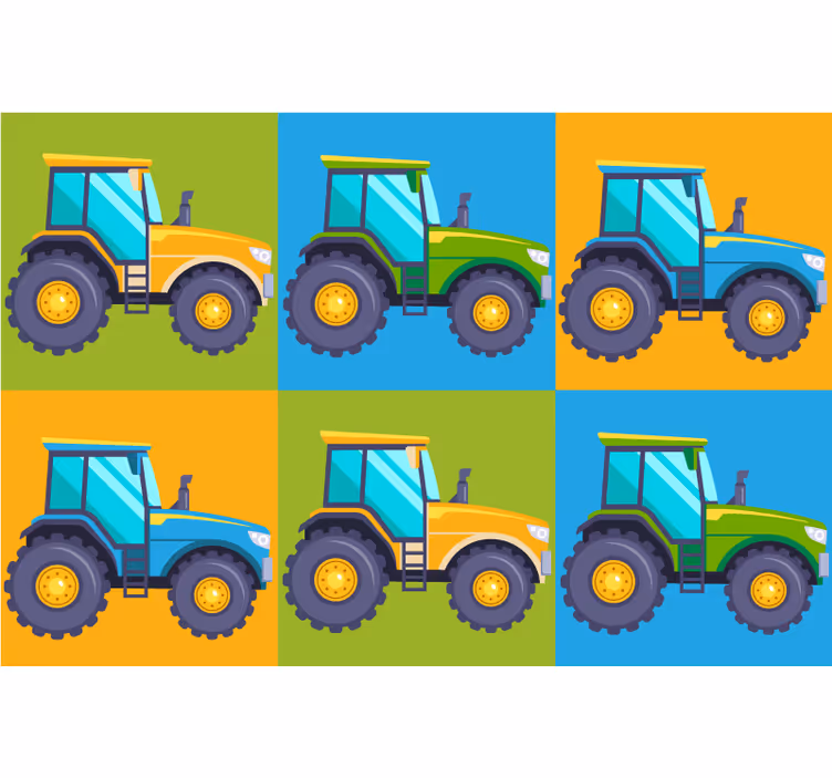 Rulou geam pentru copii cu plăci de tractor colorate - TenStickers