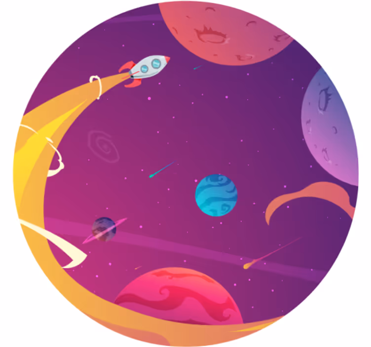 Rulou geam pentru copii rachetă desenată prin spațiu - TenStickers