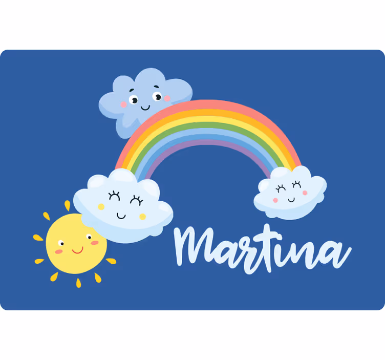 Rulou geam pentru copii nori și curcubeu cu nume - TenStickers