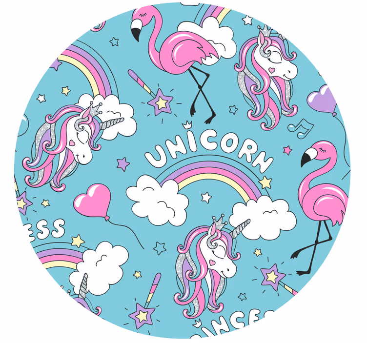 Rulou geam pentru copii model unicorn cu flamingo colorat - TenStickers