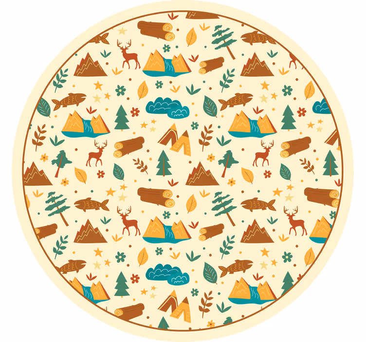 Rulou geam pentru copii desenat cu camping și munte - TenStickers