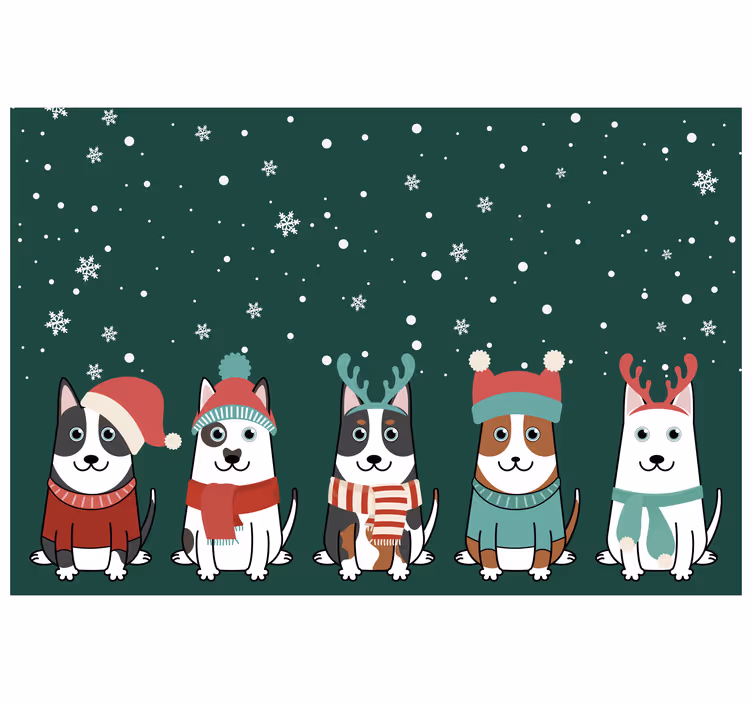 Rulou geam pentru copii câini de crăciun - TenStickers