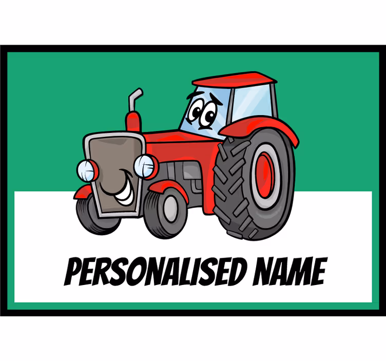 Rulou geam pentru copii tractor roșu personalizat - TenStickers