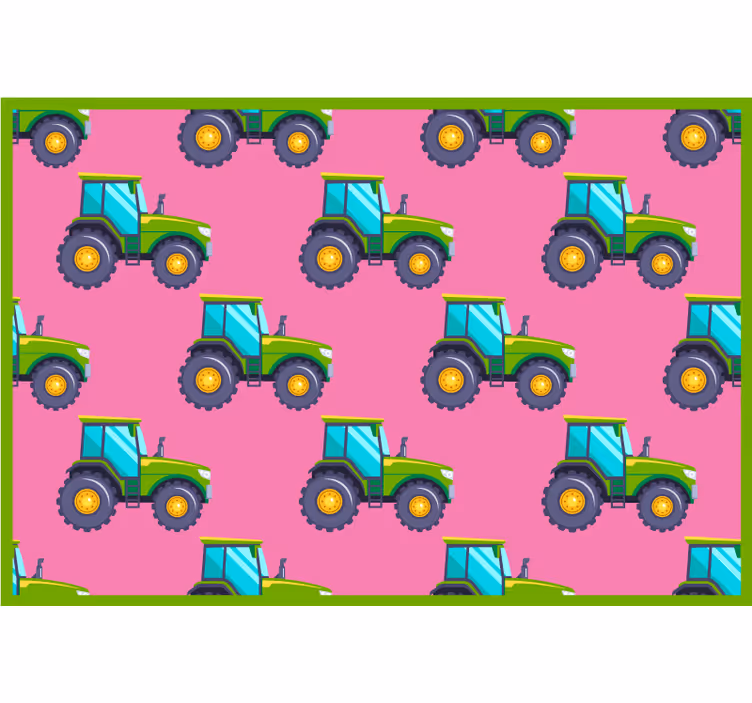 Rulou geam pentru copii cu model de tractor roz și verde - TenStickers