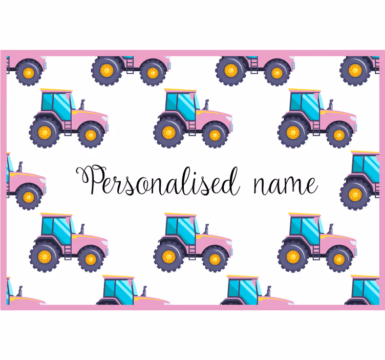 Rulou geam pentru copii tractor roz personalizat - TenStickers