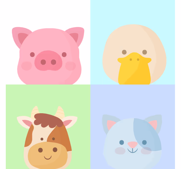 Rulou geam pentru copii 4 animale de fermă drăguțe - TenStickers