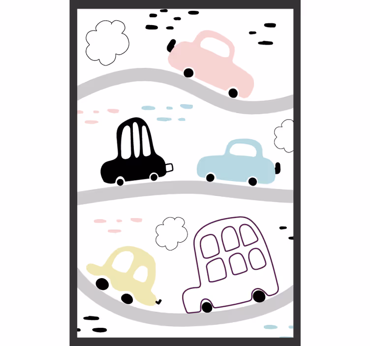 Rulou geam pentru copii vehicule și drumuri - TenStickers