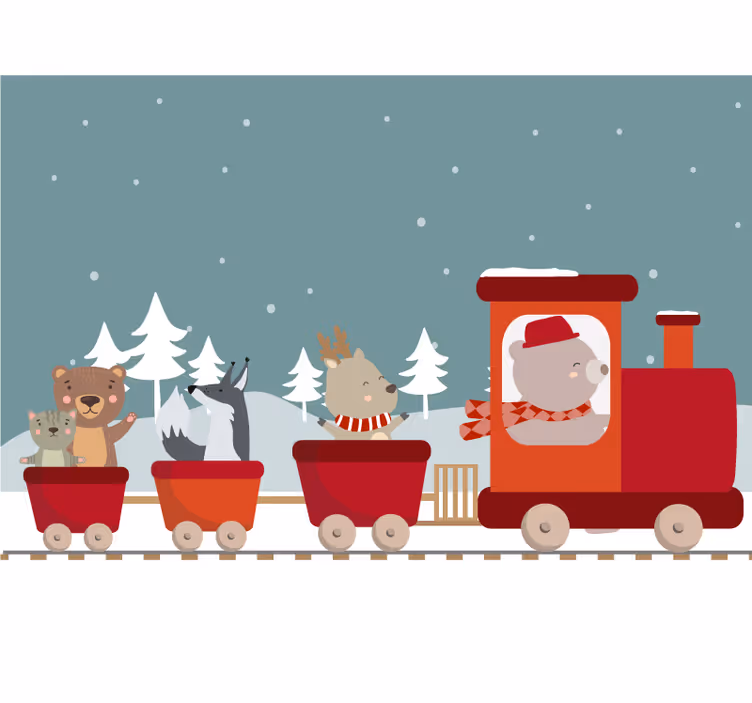 Rulou geam pentru copii animale pe tren - TenStickers