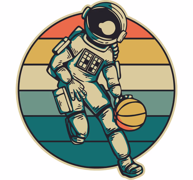 Rulou geam pentru copii astronaut vintage jucând baschet - TenStickers