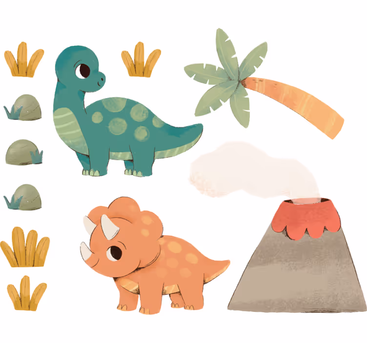 Rulou geam pentru copii dinozauri acuarelă - TenStickers