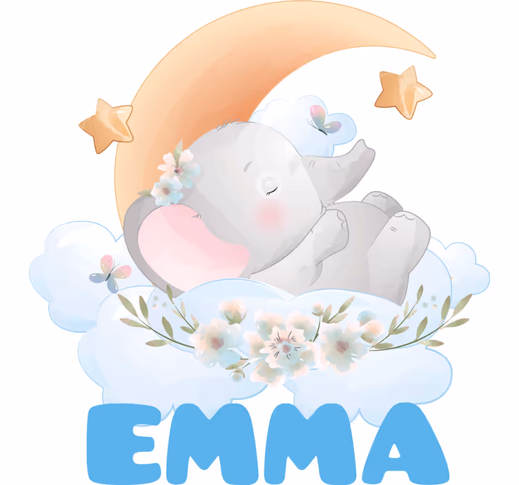 Rulou geam pentru copii elefant simpatic cu nume - TenStickers