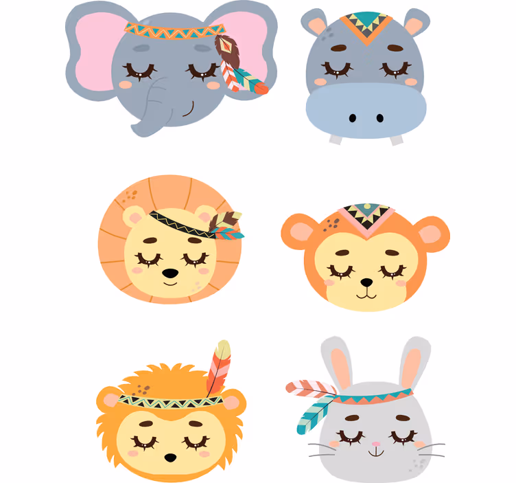 Rulou geam pentru copii animale nordice gri și galbene - TenStickers