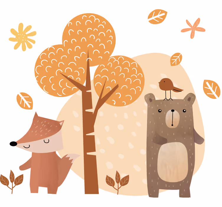 Rulou geam pentru copii animale și copaci - TenStickers