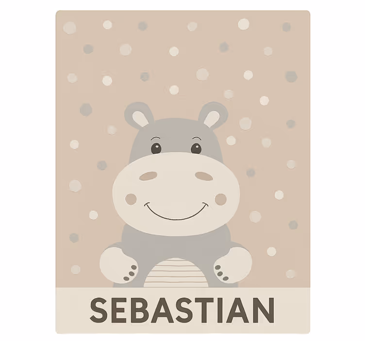 Rulou geam pentru copii hipopotam bej personalizat - TenStickers