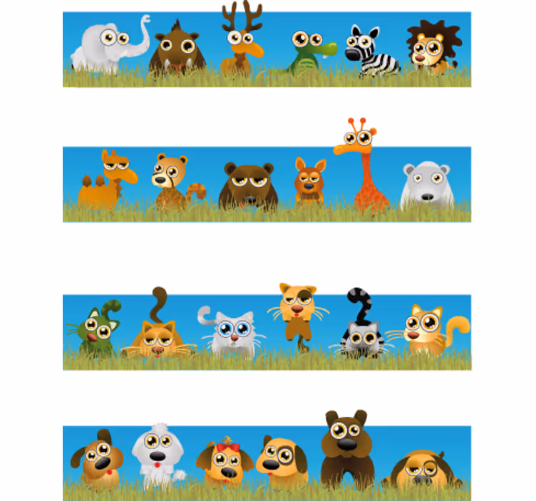 Rulou geam pentru copii cu dungi cu animale - TenStickers