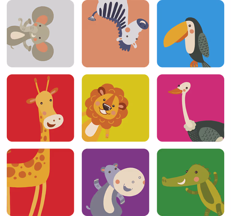 Rulou geam pentru copii cu plăci colorate cu animale - TenStickers