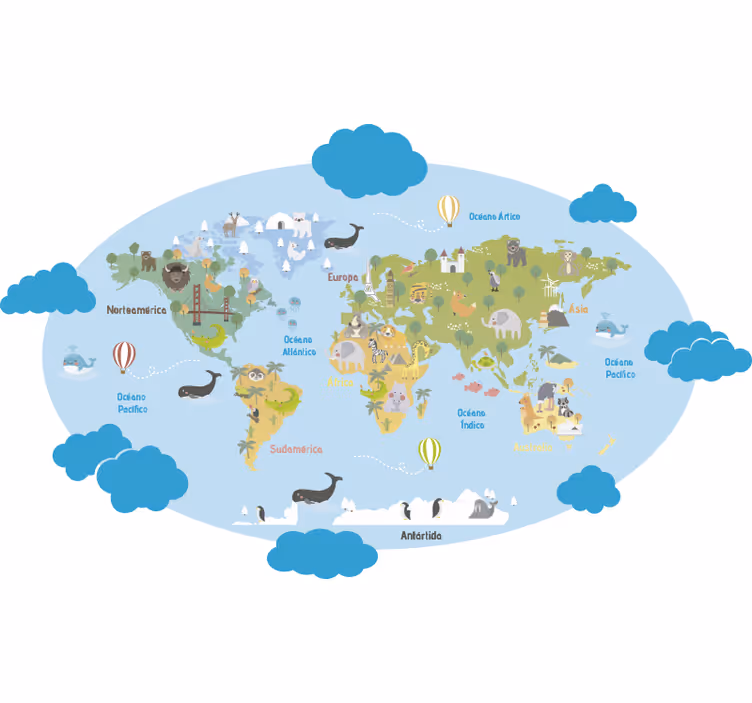 Rulou geam pentru copii planisferă pentru copii - TenStickers