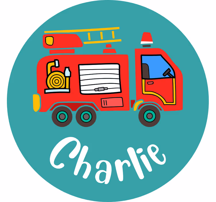 Rulou geam pentru copii cu camion de pompieri personalizat - TenStickers