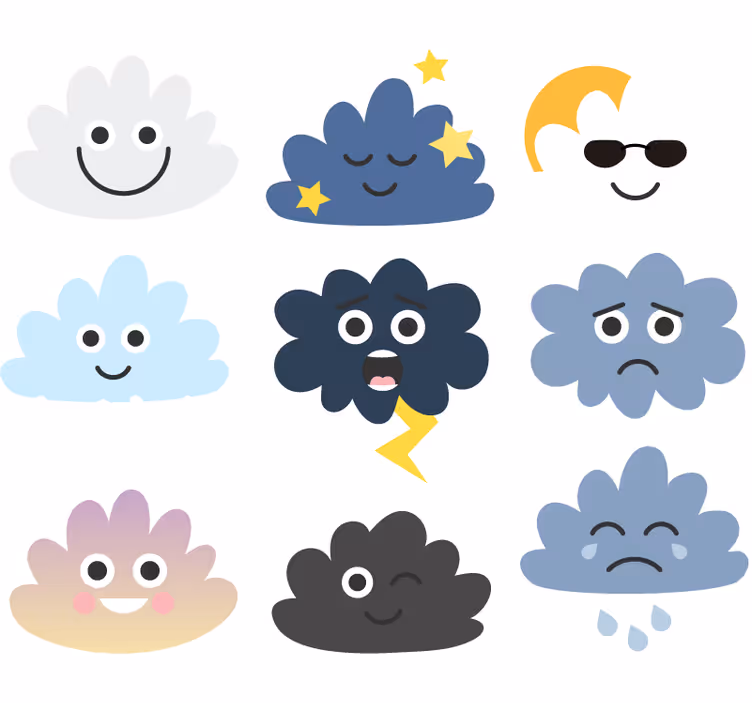 Rulou geam pentru copii nori cu fețe - TenStickers