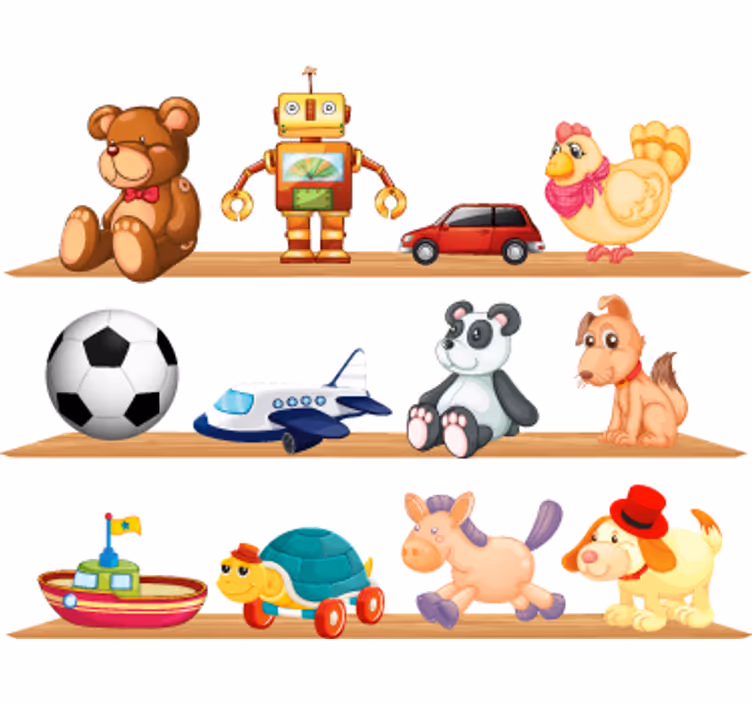 Rulou geam pentru copii cu rafturi pentru jucării - TenStickers